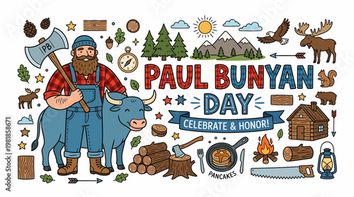 Paul Bunyan Day Cartoon Illustration