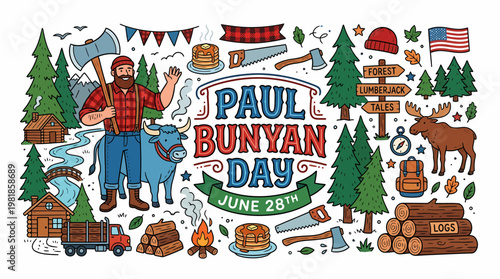 Paul Bunyan Day June 28th Illustration