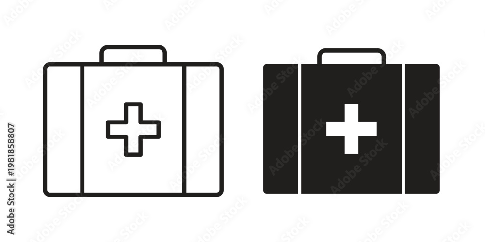 Fototapeta premium Medical aid kit icon and symbol. Vector icon editable set