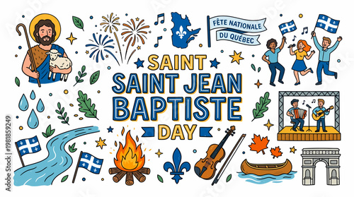 Saint Jean Baptiste Day Quebec Celebration - Illustration