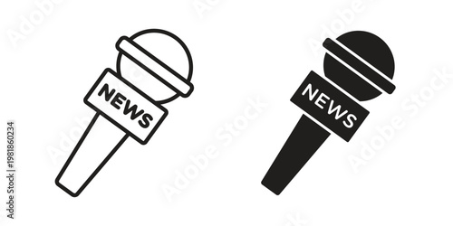 News microphone icon and symbol. Vector icon editable set