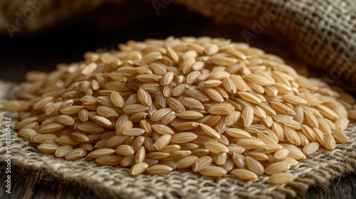 Pile of brown rice grains