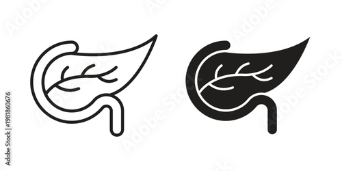pancreas icon and symbol. Vector icon editable set