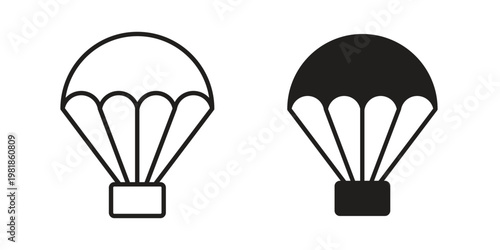 Parachute icon and symbol. Vector icon editable set