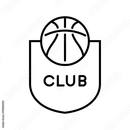 Basketball club icon. Sports and basketball line symbol. Black and white.