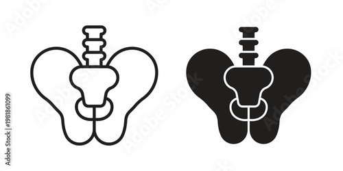 Pelvic area icon and symbol. Vector icon editable set