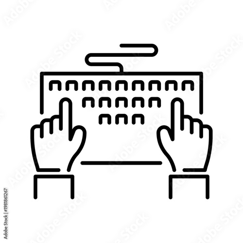 Data entry icon. Business and data entry line symbol. Black and white.