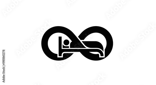 Infinity symbol with a bed inside.
