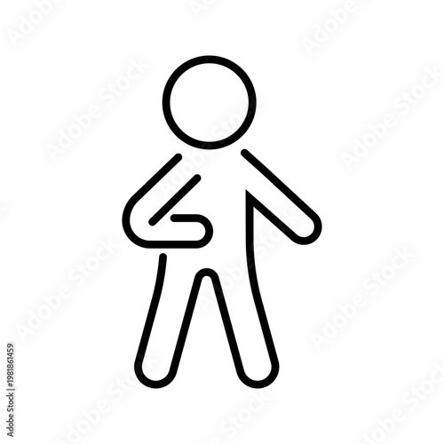 Hand fracture icon. Healthcare and traumatology line symbol. Black and white.