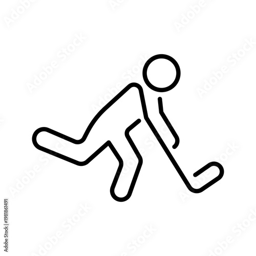 Hockey player icon. Sports and hockey line symbol. Black and white.