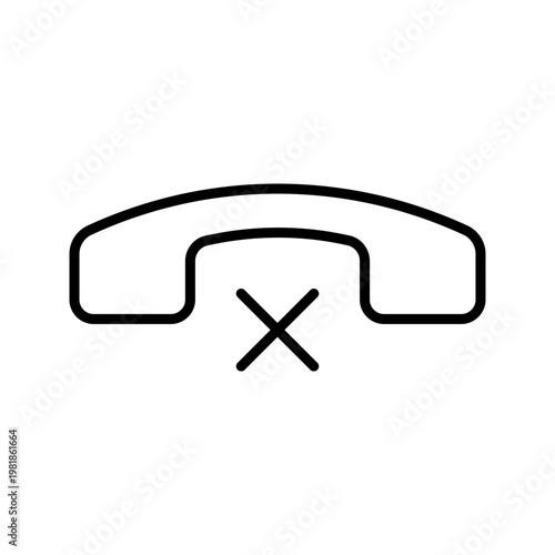 Phone hangup icon. Technology and telephony line symbol. Black and white.