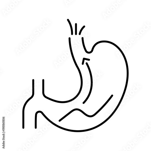Reflux esophagitis icon. Healthcare and gastroenterology line symbol. Black and white.