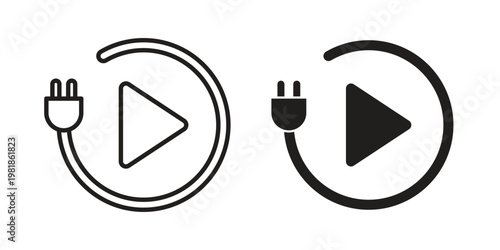 Plug and play icon and symbol. Vector icon editable set