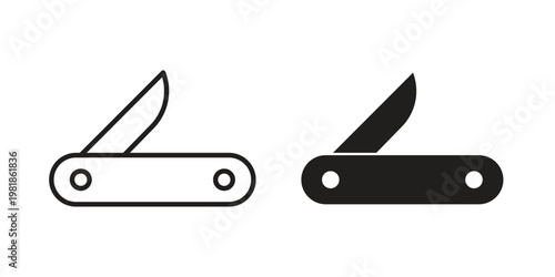 Pocket knife icon and symbol. Vector icon editable set