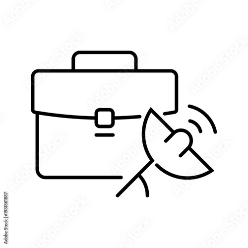 Satellite internet icon. Business and telecommunications line symbol. Black and white.