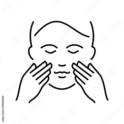 Self massage icon. Healthcare and massage therapy line symbol. Black and white.