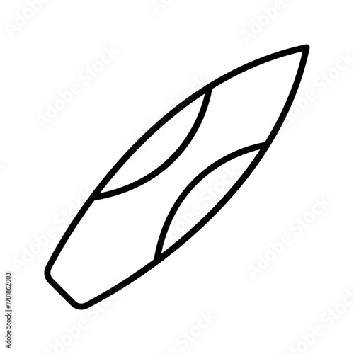 Surf board icon. Sports and surfing line symbol. Black and white.