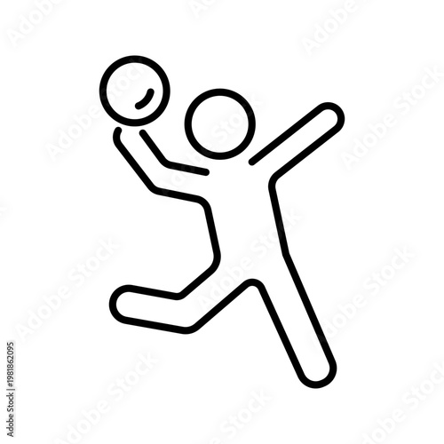 Volleyball player icon. Sports and volleyball line symbol. Black and white.