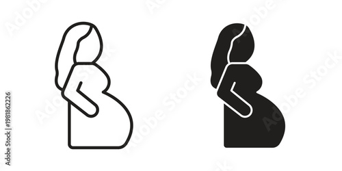 Pregnant woman icon and symbol. Vector icon editable set