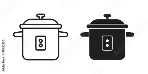 pressure cooker icon and symbol. Vector icon editable set