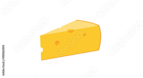Wedge of Swiss Cheese with Holes, Isolated on White Background