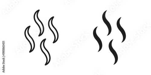 Smoke steam silhouette icon and symbol. Vector icon editable set