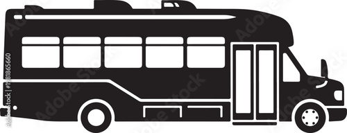 Black bus, vector bus icon, transportation symbol, travel sign
