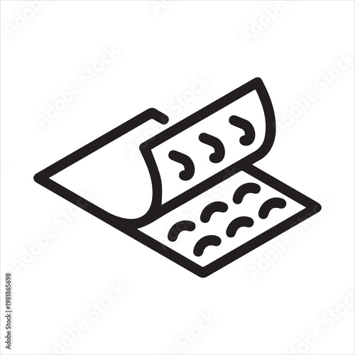 Velcro fastener strip, linear icon. Hook and loop sealing material. Line with editable stroke.