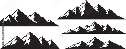 mountain landscape silhouette set black