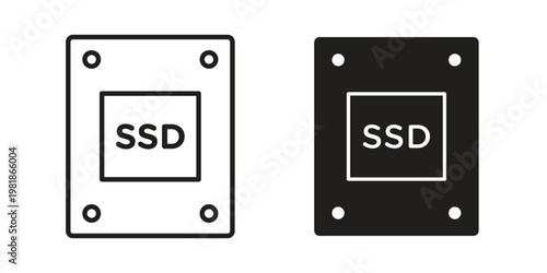 SSD drive icon and symbol. Vector icon editable set