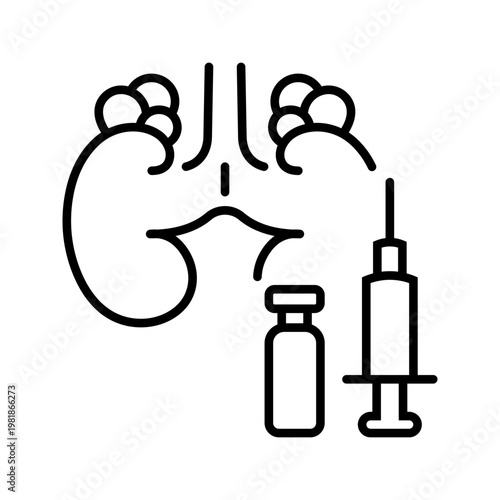 Adrenal hormone injection icon. Healthcare and endocrinology line symbol. Black and white.