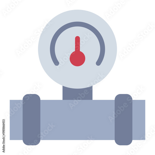 meter flat icon. pressure gauge. flow monitoring. gas pipe