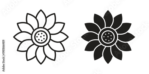 Sunflower icon and symbol. Vector icon editable set