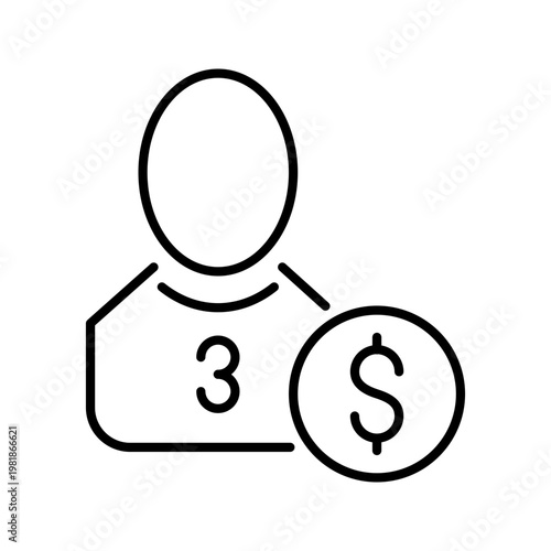 Footballer salary icon. Business and salary line symbol. Black and white.