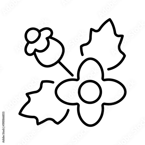 Mustard plant icon. Nature and herbs line symbol. Black and white.