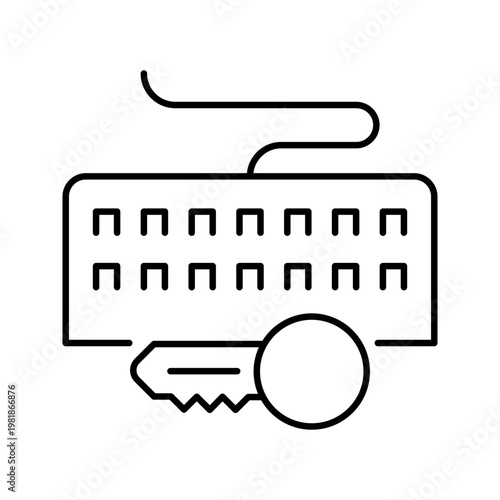 Password entry icon. Technology and authentication line symbol. Black and white.