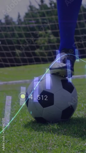 Vertical video: Soccer player pressing down, rolling ball for placement, overlay updating numbers