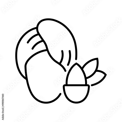 Spa facial icon. Healthcare and skincare line symbol. Black and white.