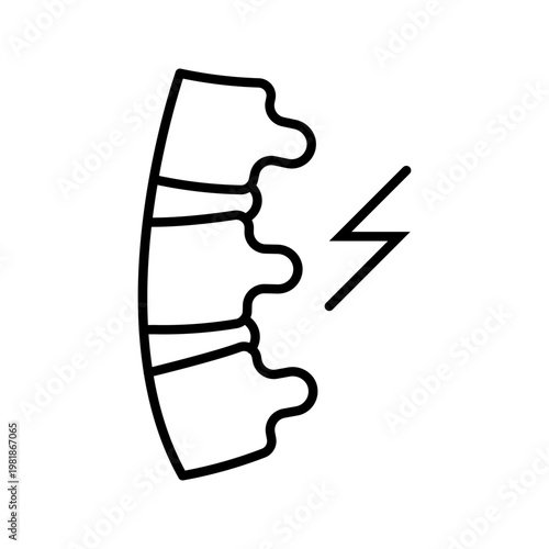 Spine fracture icon. Healthcare and traumatology line symbol. Black and white.