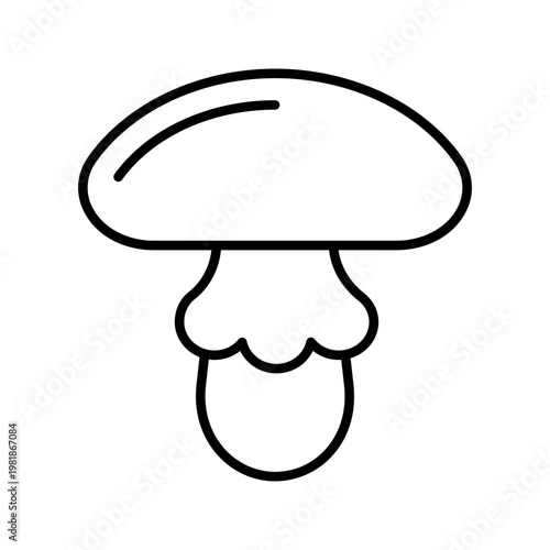 Suillus mushroom icon. Science and mycology line symbol. Black and white.