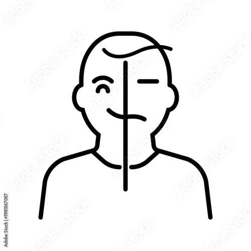 Stroke paralysis icon. Healthcare and neurology line symbol. Black and white.