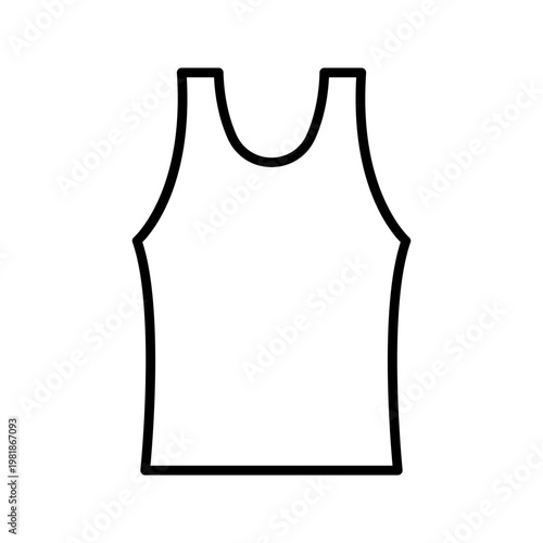 Tank top icon. Sports and athletic wear line symbol. Black and white.