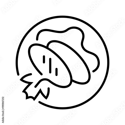 Zrazy dish icon. Food and meat dish line symbol. Black and white.