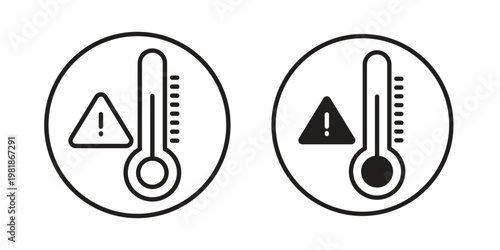 Temperature warning sign and symbol. Vector icon editable set