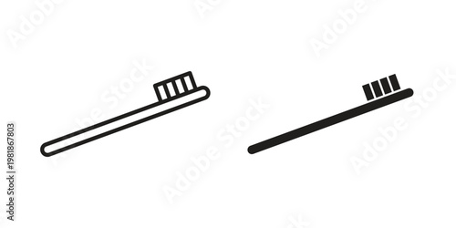 Toothbrush icon and symbol. Vector icon editable set