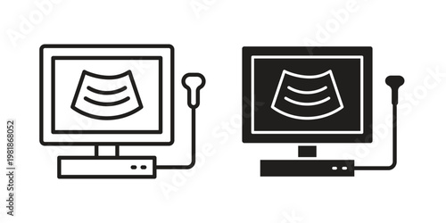 Ultrasonography icon and symbol. Vector icon editable set