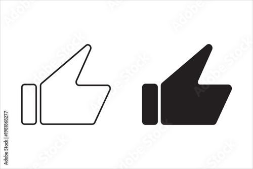 Thumbs up and down outline icons. Like gesture symbol on a white background.