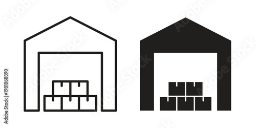 Warehouse icon and symbol. Vector icon editable set