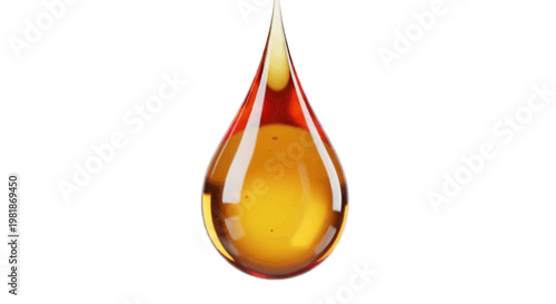 Vector illustration of single golden oil drop on a transparent background