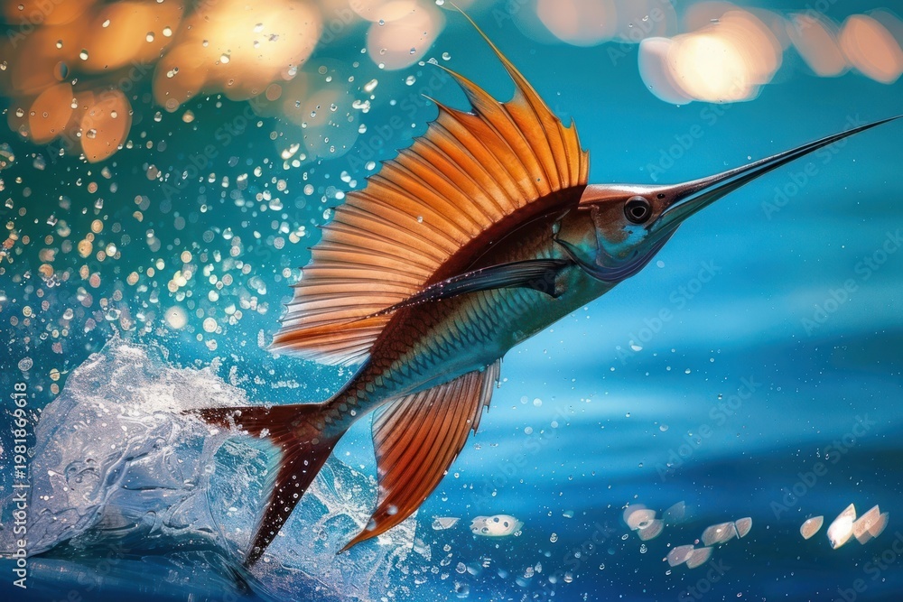 Fototapeta premium Sailfish swordfish animal shark.